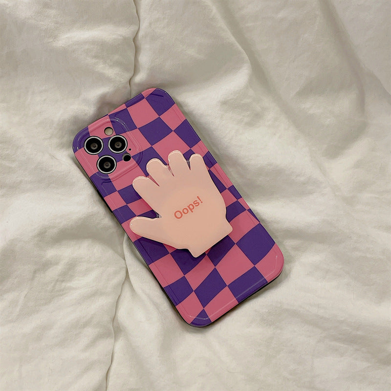 Purple Checkerboard Pattern Mobile Phone Case