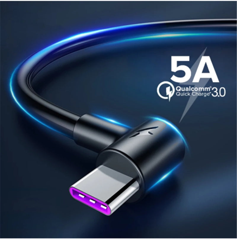 Data Cable 5A Fast Charging Elbow Charging Cable for Mobile Phone