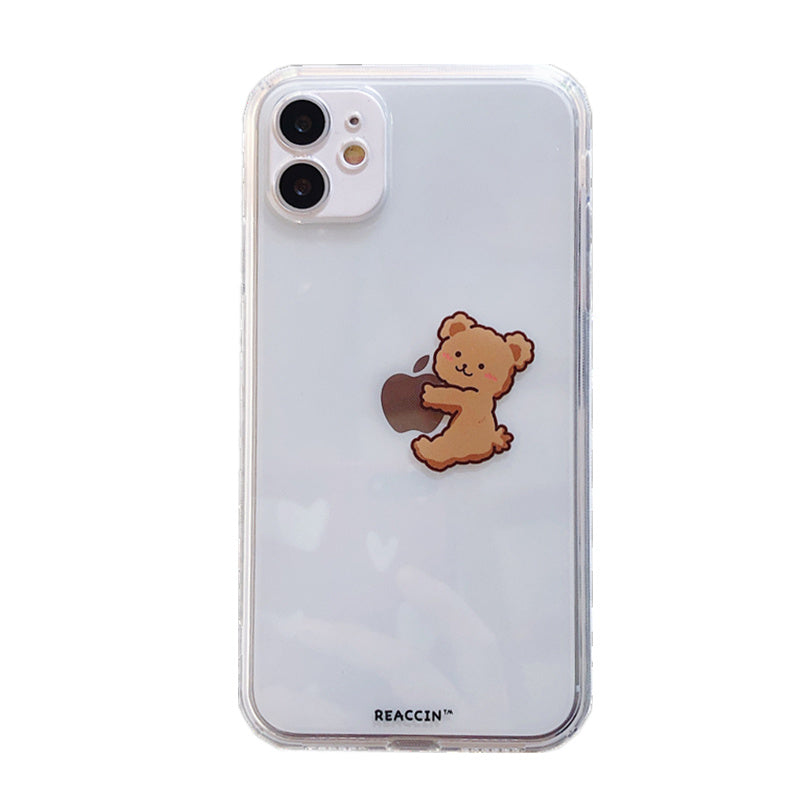 Simple Cartoon Bear Suitable Shell  Transparent Soft  Anti-Fall Protective Cover