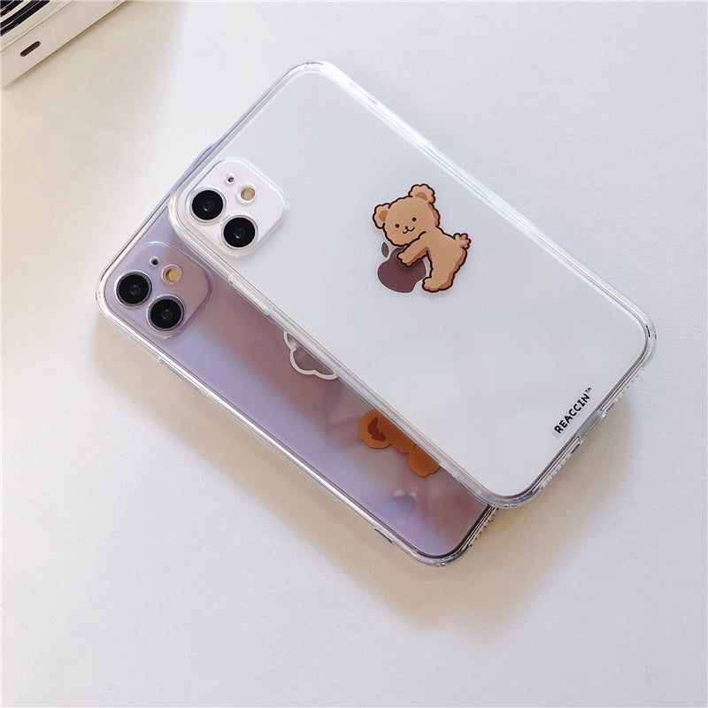 Simple Cartoon Bear Suitable Shell  Transparent Soft  Anti-Fall Protective Cover