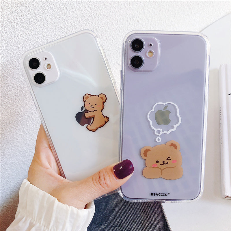 Simple Cartoon Bear Suitable Shell  Transparent Soft  Anti-Fall Protective Cover