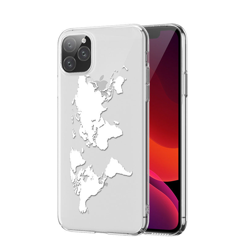 Compatible with Apple, Airplane Map Mobile Phone Case For Iphone11 Mobile Phone Case Transparent Soft Case