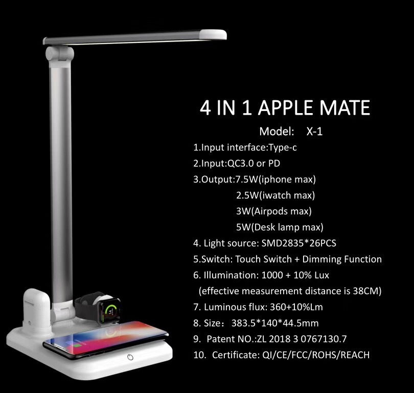 Desk Lamp Wireless Charger 10W Four In One Wireless Charger