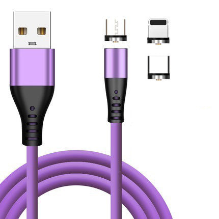 High Quality 2.1A Magnetic Cable 3 In 1 Liquid Silicon USB Charging Cable