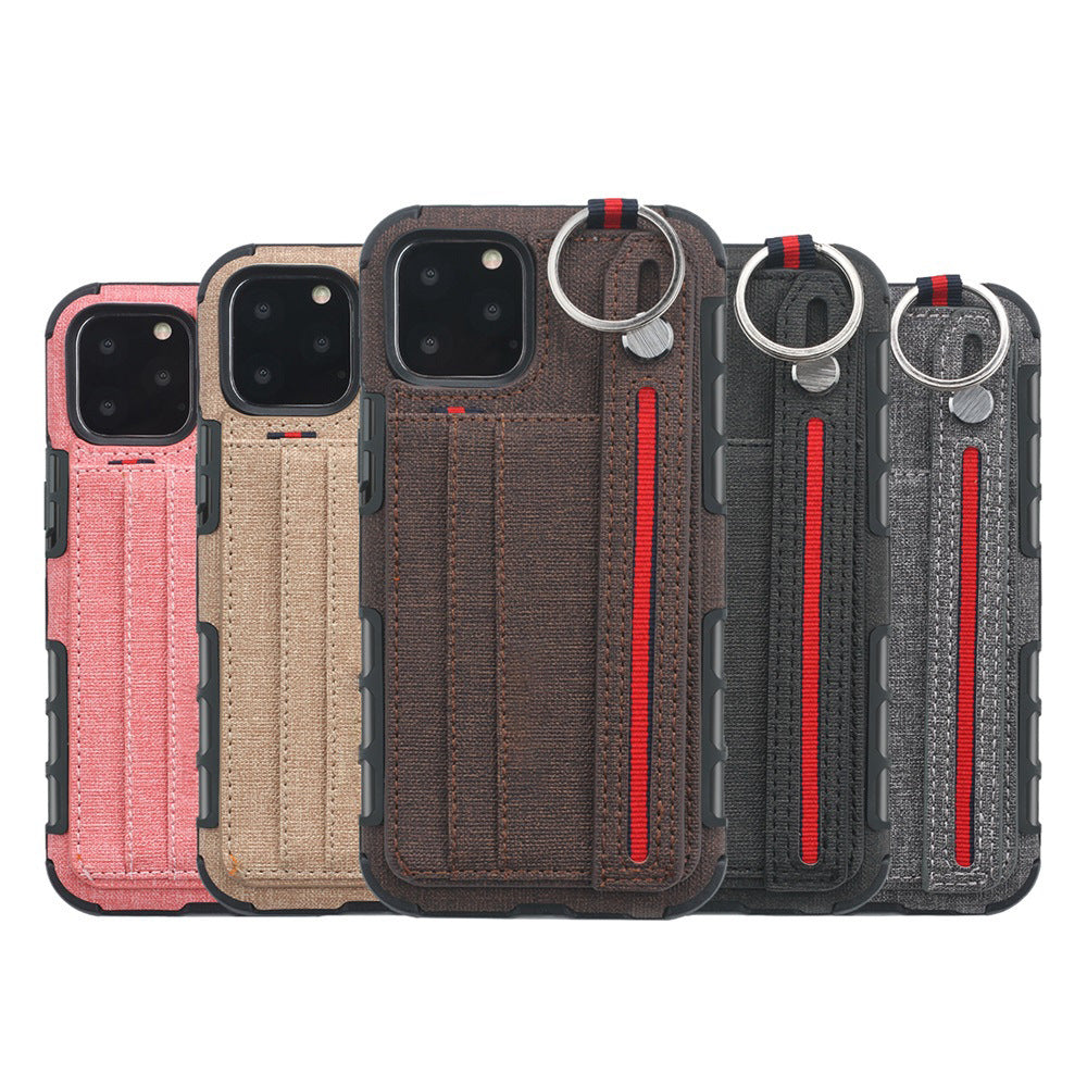 Mobile phone case with leather wrist strap