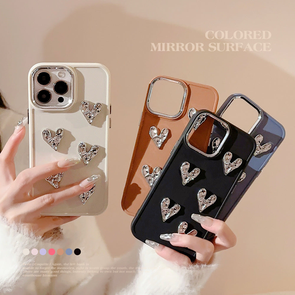 Pleated Metallic Electroplating Heart Mobile Phone Shell