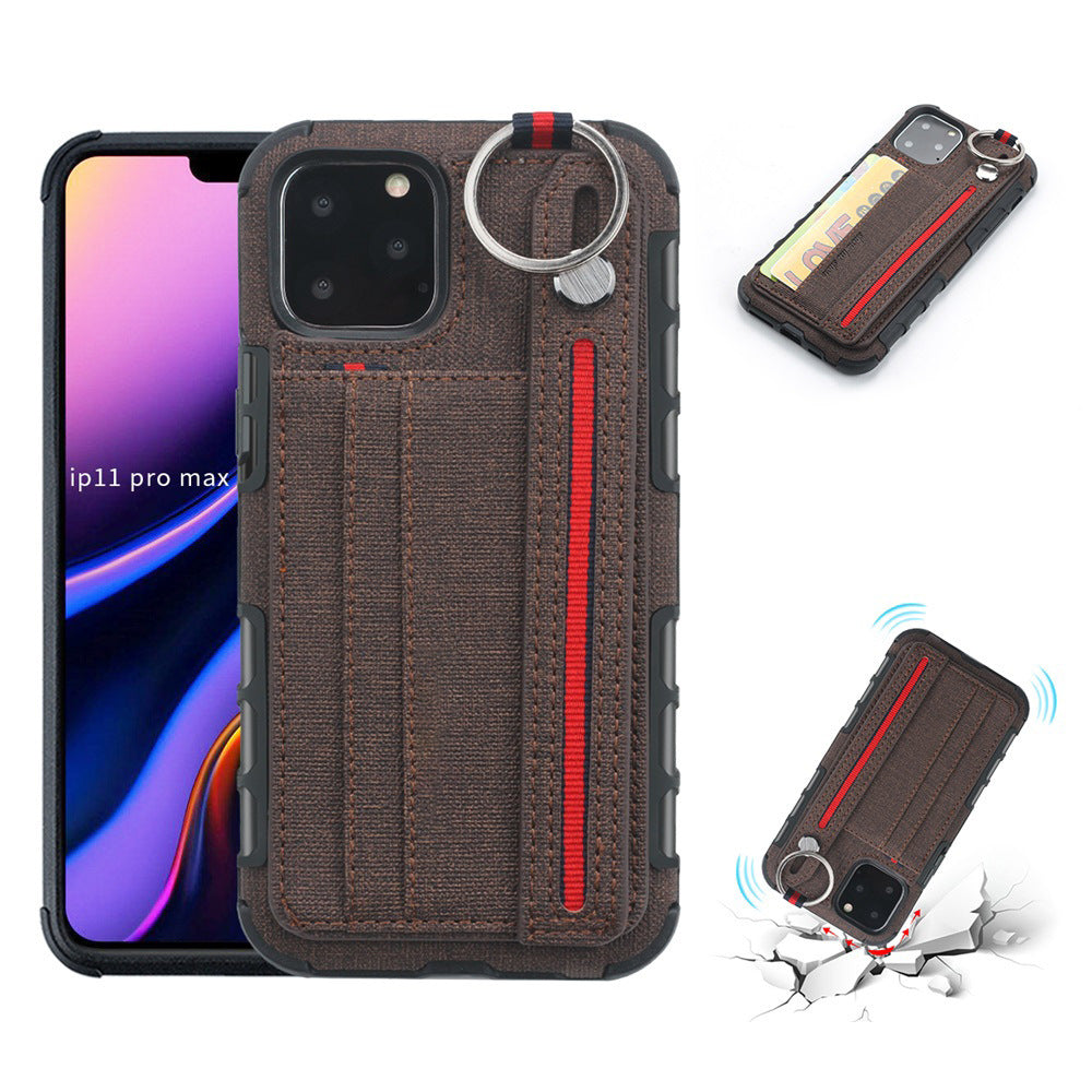 Mobile phone case with leather wrist strap