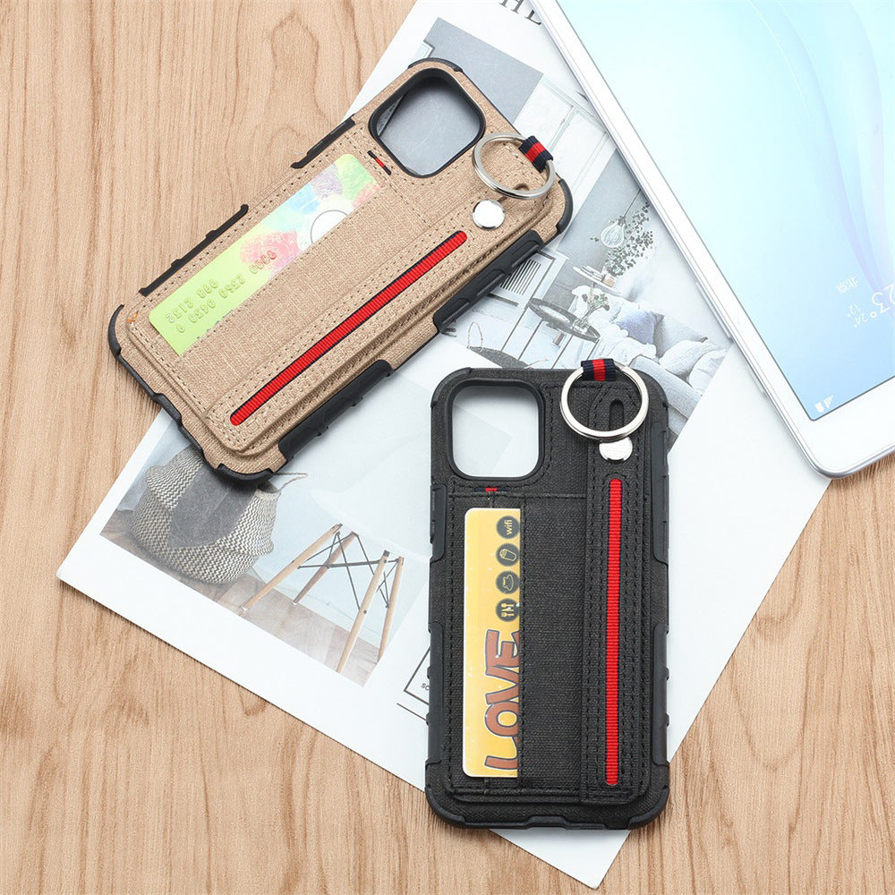 Mobile phone case with leather wrist strap