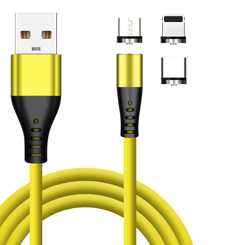 High Quality 2.1A Magnetic Cable 3 In 1 Liquid Silicon USB Charging Cable