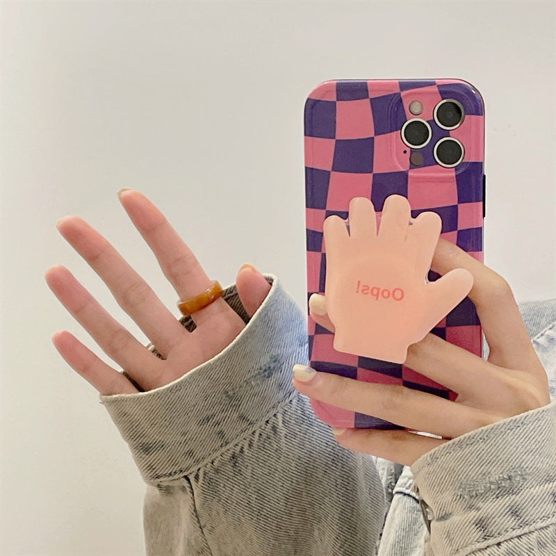 Purple Checkerboard Pattern Mobile Phone Case