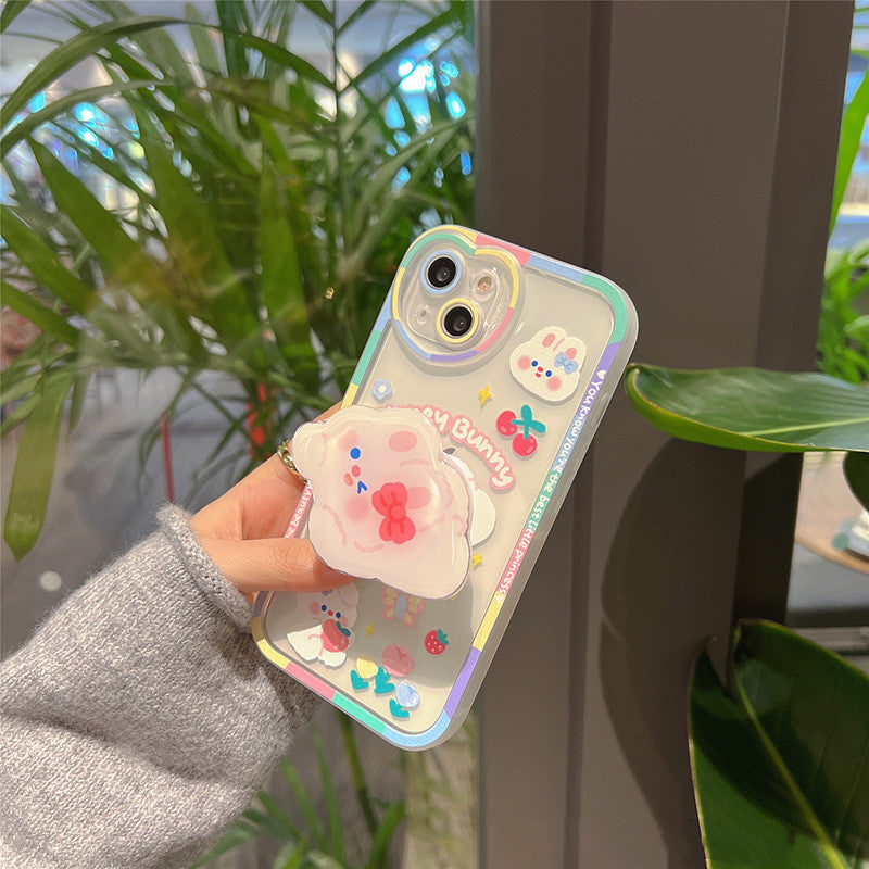 Cartoon Bunny Bracket Mobile Phone Case Transparent And Cute