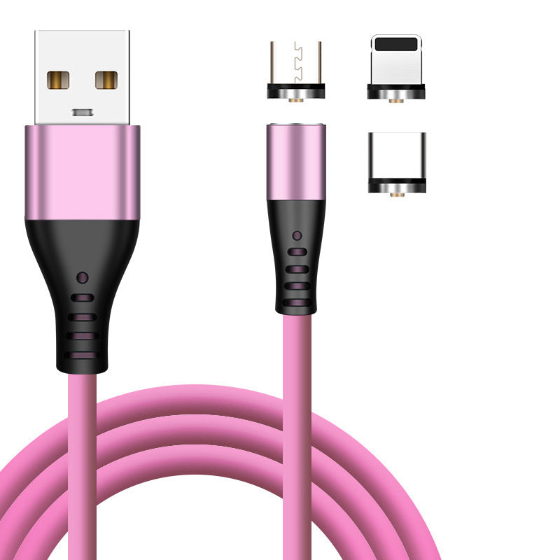 High Quality 2.1A Magnetic Cable 3 In 1 Liquid Silicon USB Charging Cable