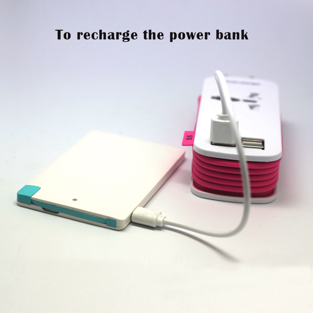 Portable Fast Charging Light And Thin Power Bank With Cord