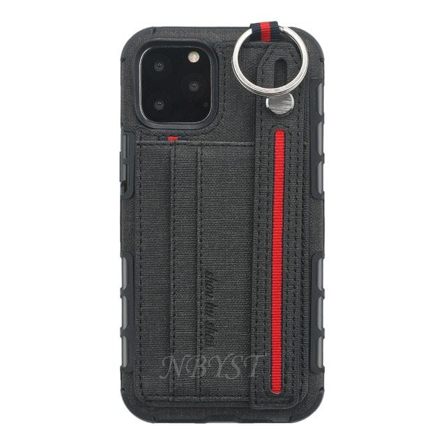 Mobile phone case with leather wrist strap