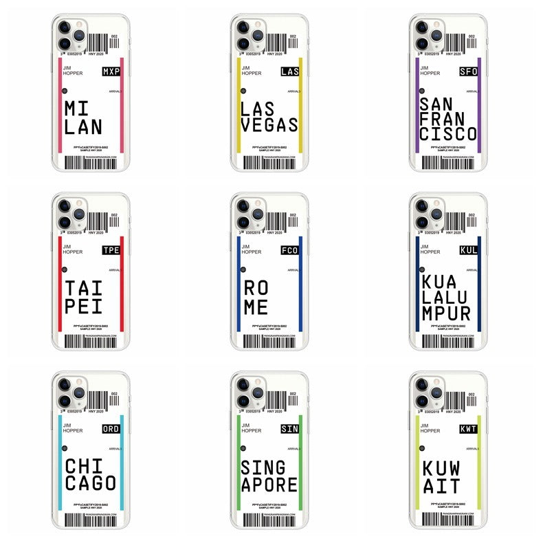 Boarding pass creative transparent mobile phone case