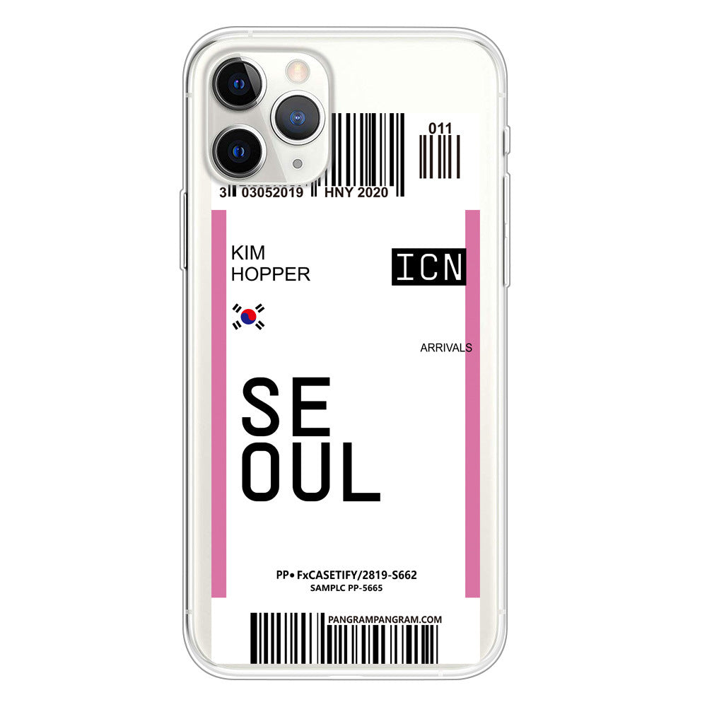 Boarding pass creative transparent mobile phone case