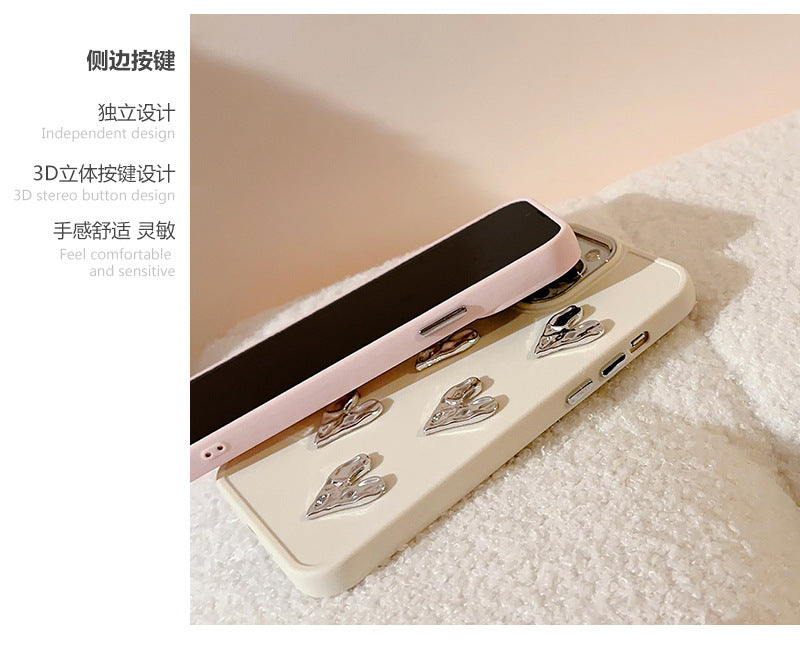 Pleated Metallic Electroplating Heart Mobile Phone Shell