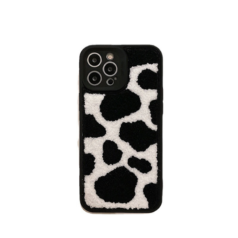 Towel Embroidered Cow Pattern Back Cover Phone Case