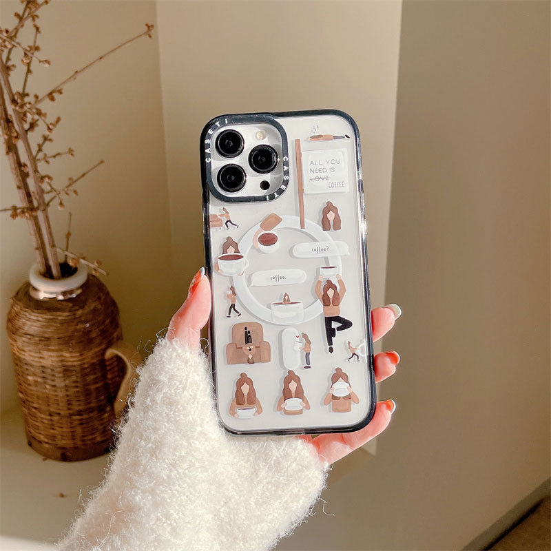 Cartoon Graffiti Coffee Girl Mobile Phone Case