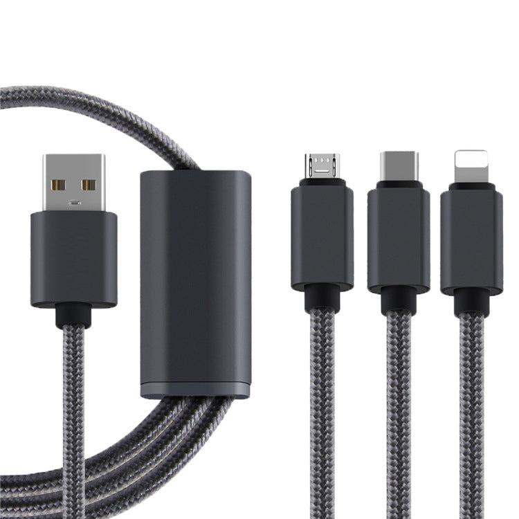 3 In 1 Usb Mobile Phone Data Cable- Black