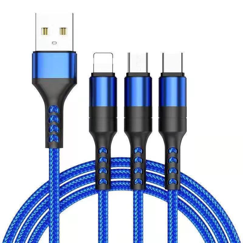 Braided One With Three Data Android Fast Charging Cable